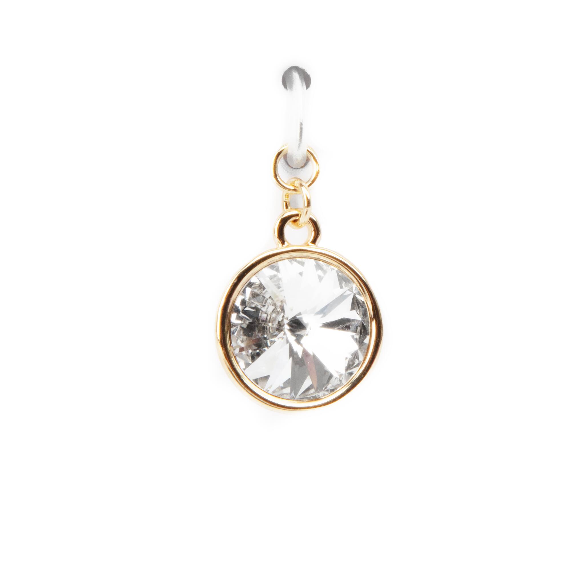12 Pack: 14K Gold Plated Clear Austrian Crystal Rivoli Cut Charm by Bead Landing™